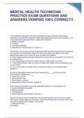 MENTAL HEALTH TECHNICIAN PRACTICE EXAM QUESTIONS AND ANSWERS VERIFIED 100% CORRECT!! 2024
