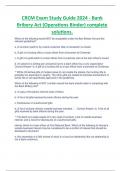 CRCM Exam Study Guide 2024 - Bank  Bribery Act (Operations Binder) complete  solutions.