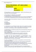 Ati teas reading EXAM QUESTIONS & ANSWERS/ LATEST UPDATE 2023-2024 / RATED A+