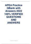 TESTBANK APEA Practice Questions with Answers 100% VERIFIED QUESTIONS AND  ANSWERS
