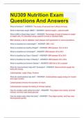 NU309 Nutrition Exam Questions And Answers