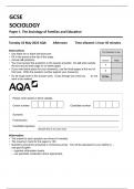 AQA GCSE SOCIOLOGY Paper 1 The Sociology of Families and Education 2023