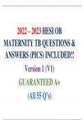 NEW FILE UIPDATE: HESI OB Maternity Version 1 (V1) Exit Exam (All 55 Qs) TB w/Pics Included!! A++ With Certified NGN Questions and Answers
