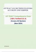 ATI TEAS 7 ALL SECTIONS EXAM 2024 ACCURATE AND VERIFIED