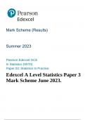 Edexcel A Level Statistics Paper 3 Mark Scheme June 2023.