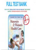 Test Bank For Maternity and Womens Health Care 10th Edition Lowdermilk 9780323074292 | All Chapters with Answers and Rationals