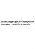 Test Bank - Worksheet Answer Keys For Medical Assisting Administrative & Clinical Competences (MindTap Course List) 9th Edition by Michelle Blesi All Chapter 1-58.