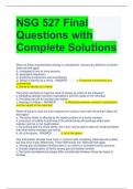 NSG 527 Final Questions with Complete Solutions