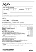 GCSE AQA June 2023 English Language Paper 1 With Insert Sheet