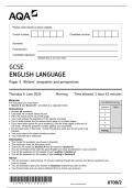 GCSE AQA June 2024 English Language Paper 2 Including Insert Sheet