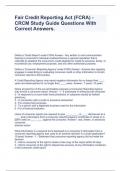 Fair Credit Reporting Act (FCRA) - CRCM Study Guide Questions With Correct Answers.