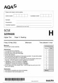 GCSE AQA May 2024 Higher German Paper 3 Reading