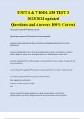 UNIT 6 & 7 BIOL 130 TEST 3 2023/2024 updated Questions and Answers 100% Correct