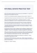 NYS REAL ESTATE PRACTICE TEST 100% ANSWERED