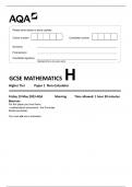 AQA GCSE MATHEMATICS H Higher Tier Paper 1 Non-Calculator