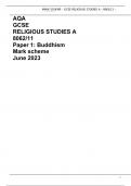 AQA GCSE RELIGIOUS STUDIES A 8062/11 Paper 1: Buddhism Mark scheme June 2023 