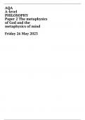 AQA A-level PHILOSOPHY Paper 2 The metaphysics of God and the metaphysics of mind  Friday 26 May 2023 