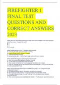 FIREFIGHTER 1 FINAL TEST QUESTIONS AND CORRECT ANSWERS 2024