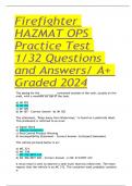 Firefighter HAZMAT OPS Practice Test 1/32 Questions and Answers/ A+ Graded 2024