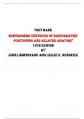 Test Bank for Bontragers Textbook of Radiographic Positioning and Related Anatomy 10th Edition by John Lampignano and Leslie E. Kendrick |All Chapters,  Year-2024|