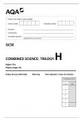 AQA GCSE  COMBINED SCIENCE: TRILOGY H Higher Tier Physics Paper 2H 2023