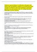 Medicare Agent & Broker Certification (All agents and brokers that sell Medicare products are trained and tested annually on Medicare rules and regulations, and details specific to the plan products they are selling) Questions With 100% Correct Answers.