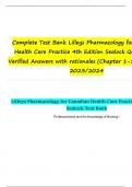 Test Bank For Lilley's Pharmacology for Canadian Health Care Practice 4th Edition by Kara Sealock, Cydnee Seneviratne 9780323694803 Chapter 1-58 Complete Guide.