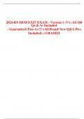 2024 RN HESI EXIT EXAM - Version 1 (V1) All 160 Qs & As Included - Guaranteed Pass A+!!! (All Brand New Q&A Pics Included) +GRADED