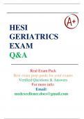 2022/2023 HESI GERIATRICS EXAM QUESTIONS AND ANSWERS | 100% VERIFIED