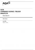 AQA GCSE COMBINED SCIENCE: TRILOGY 8464/P/1H Physics Paper 1H  Mark scheme 2023