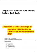 Language of Medicine 12th Edition Chabner Test Bank Test Bank for The Language of Medicine 12th Edition by Chabner All Chapters latest 2024 Chapter 01: Basic Word Structure Chabner: The Language of Medicine, 11th Edition MULTIPLE CHOICE
