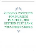 Test Bank on The Concepts for Nursing Practice 2nd Edition by Giddens Giddens  Concepts for Nursing |All Chapters Covered