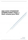 AQA GCSE CITIZENSHIP STUDIES Paper 1 Mark scheme June 2023       