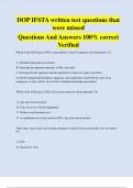 DOP IFSTA written test questions that  were missed Questions And Answers 100% correct  Verified