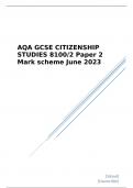 AQA GCSE CITIZENSHIP STUDIES Paper 2 Mark scheme June 2023       