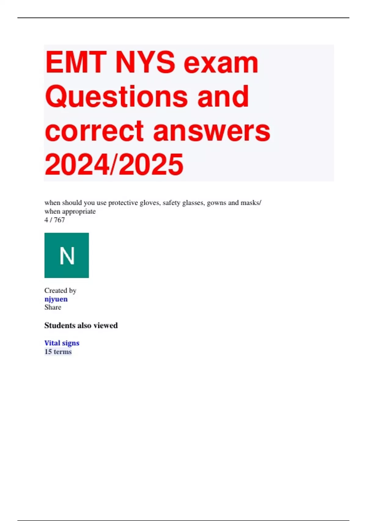 EMT NYS exam Questions and correct answers 2024/2025 EMT NYS Stuvia US