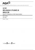 AQA GCSE RELIGIOUS STUDIES B 8063/2B Paper 2B Perspectives on faith (textual studies) Mark scheme June 2023