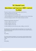 NC Dental Laws Questions And Answers 100% correct  Verified