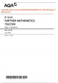 AQA MS 2023 A-level FURTHER MATHEMATICS 7367/3M Paper 3 Mechanics