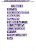 chapter 7LEHNE’S PHARMACOTHERAPEUTICS FOR ADVANCED PRACTICE NURSES AND PHYSICIAN ASSISTANTS 2ND EDITION ROSENTHAL TEST BANK
