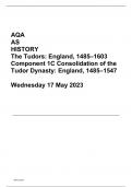  AQA AS HISTORY The Tudors: England, 1485–1603 Component 1C Consolidation of the Tudor Dynasty: England, 1485–1547  Wednesday 17 May 2023