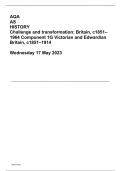 AQA AS HISTORY Challenge and transformation: Britain, c1851–1964 Component 1G Victorian and Edwardian Britain, c1851–1914  Wednesday 17 May 2023