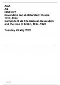 AQA AS HISTORY Revolution and dictatorship: Russia, 1917–1953 Component 2N The Russian Revolution and the Rise of Stalin, 1917–1929  Tuesday 23 May 2023