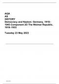  AQA AS HISTORY Democracy and Nazism: Germany, 1918–1945 Component 2O The Weimar Republic, 1918–1933  Tuesday 23 May 2023