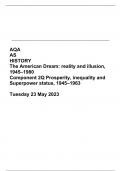 AQA AS HISTORY The American Dream: reality and illusion, 1945–1980 Component 2Q Prosperity, inequality and Superpower status, 1945–1963  Tuesday 23 May 2023 