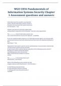 WGU C836 Fundamentals of Information Systems Security Chapter 1 Assessment questions and answers