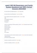 week 5 NR 302 Respiratory and Cardio System Questions and 100% Correct Answers 2023/2024
