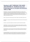 Gardner's ART THROUGH THE AGES 15th EDITION Ch. 30 Modernism and Postmodernism on Europe and Question and answers 2023/2024 verified to pass