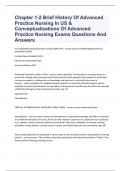 Chapter 1-2 Brief History Of Advanced Practice Nursing In US & Conceptualizations Of Advanced Practice Nursing Exams Questions And Answers