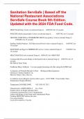 Sanitation ServSafe | Based off the National Restaurant Associations ServSafe Course Book 5th Edition. Updated with the 2024 FDA Food Code.